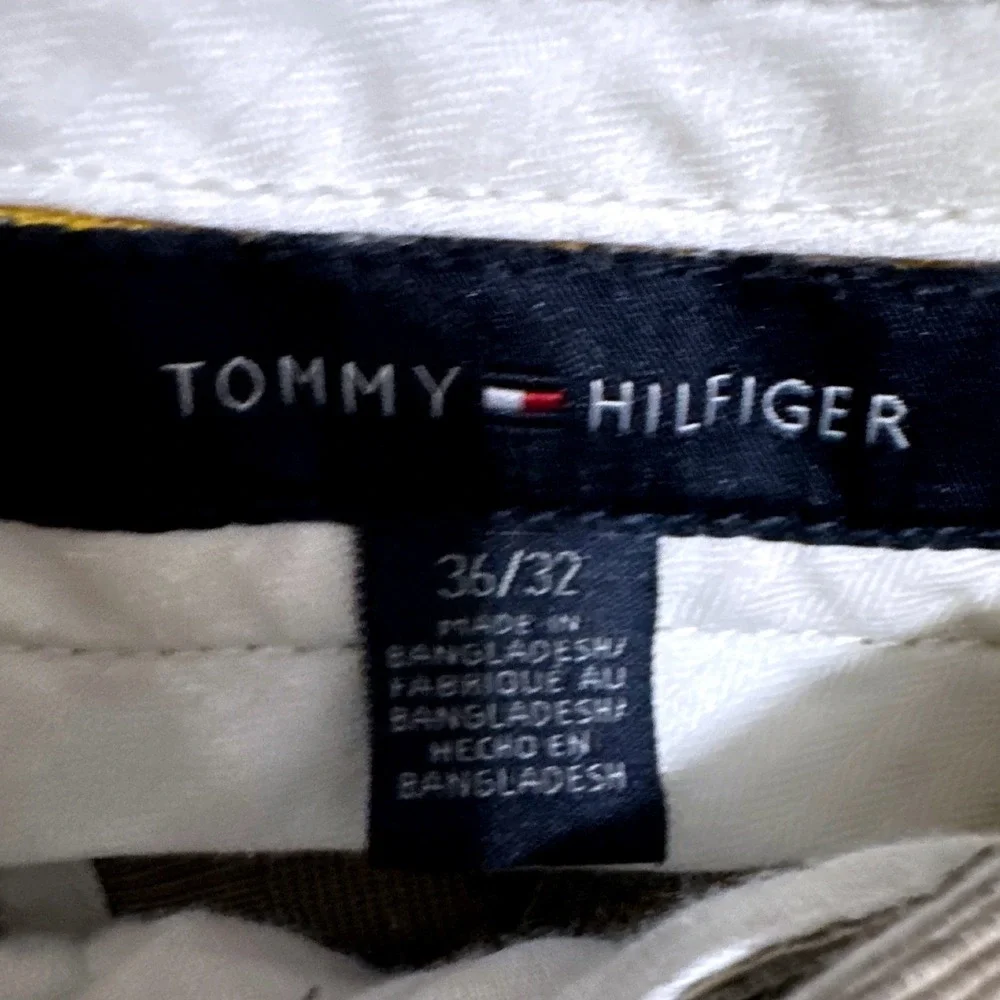 Tommy Hilfiger Mens 36x32 Tan Glen Plaid Dress Pants Khaki Trousers Slacks‎